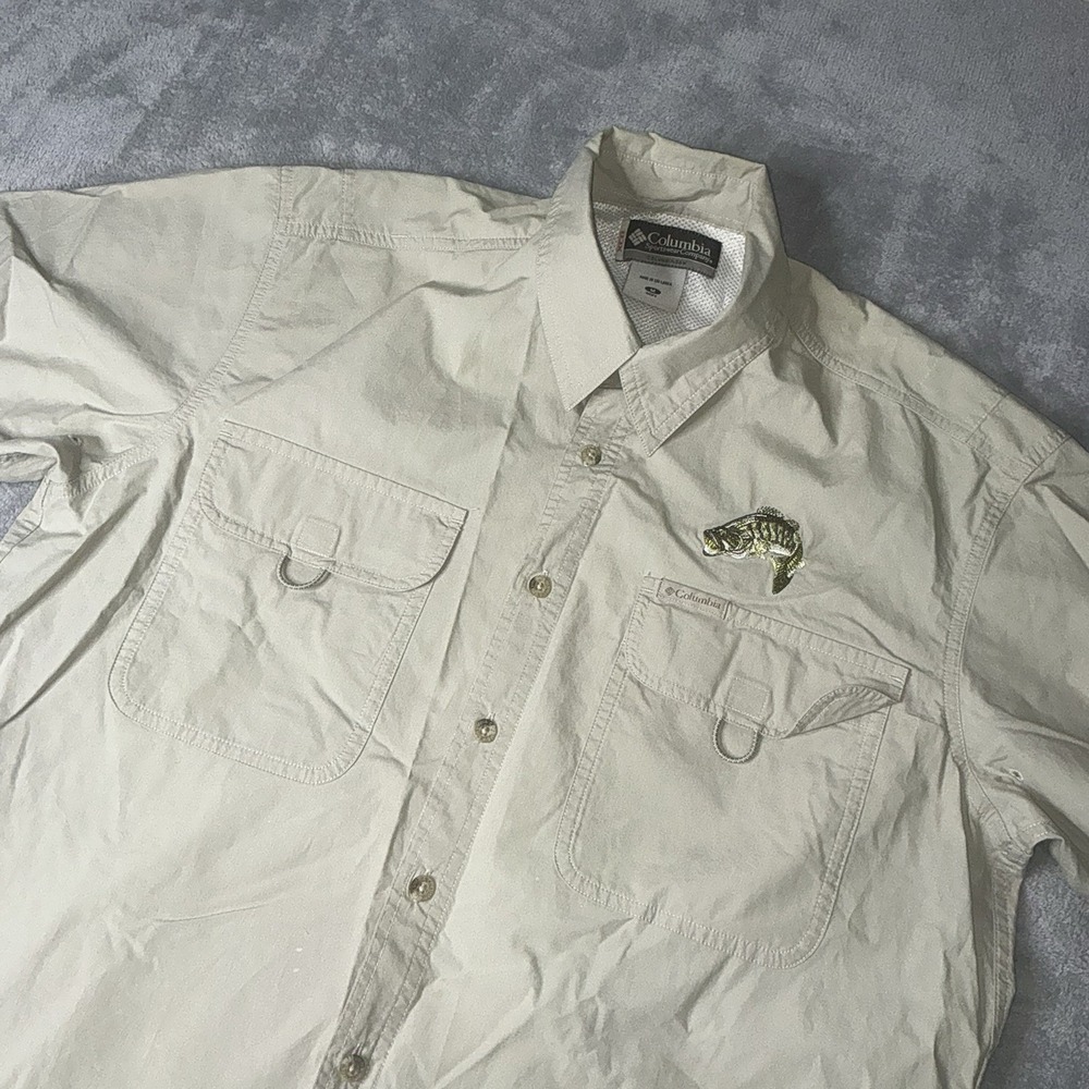 Columbia Sportswear XCO VINTAGE 90s Shirt with fish details Men's Size M Bass